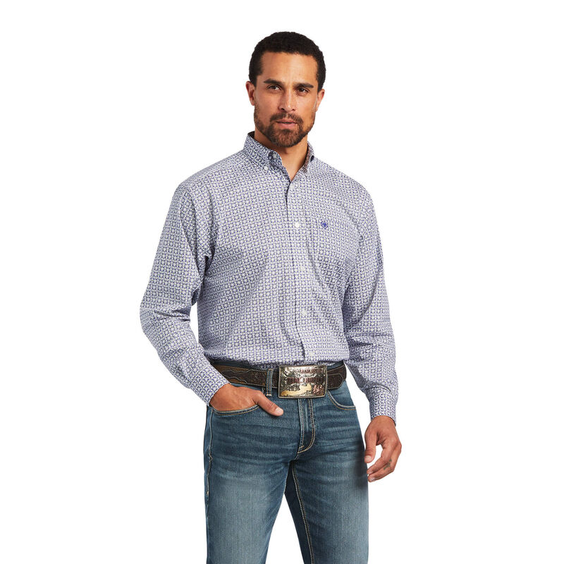 Ariat Hemden Herren - Ilan Stretch Classic Fit Blau/Grau ( JRFQZ-6029 )